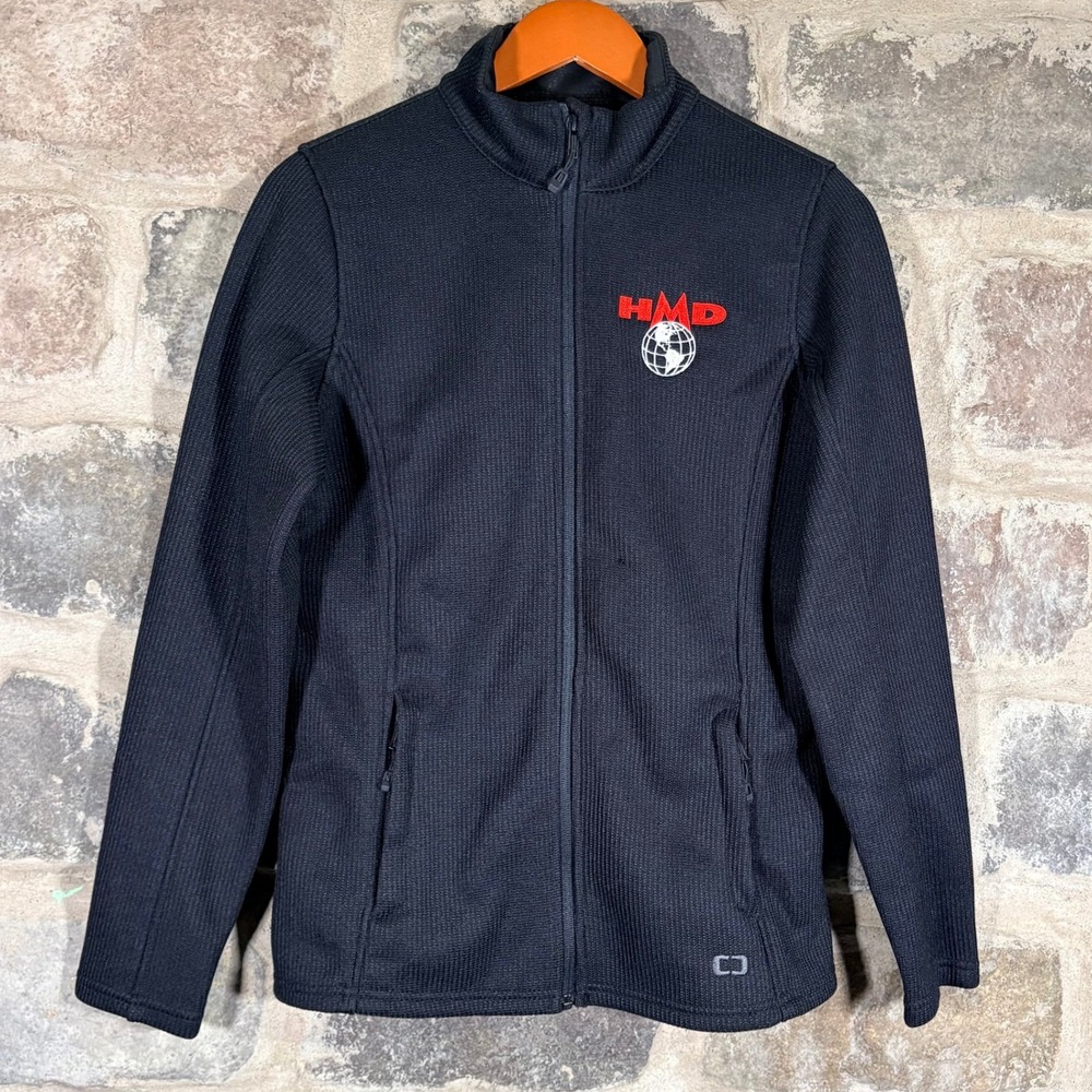 OGIO HMD Fleece Jacket‎ Black Full Zip Logo Globe Woman's Size M